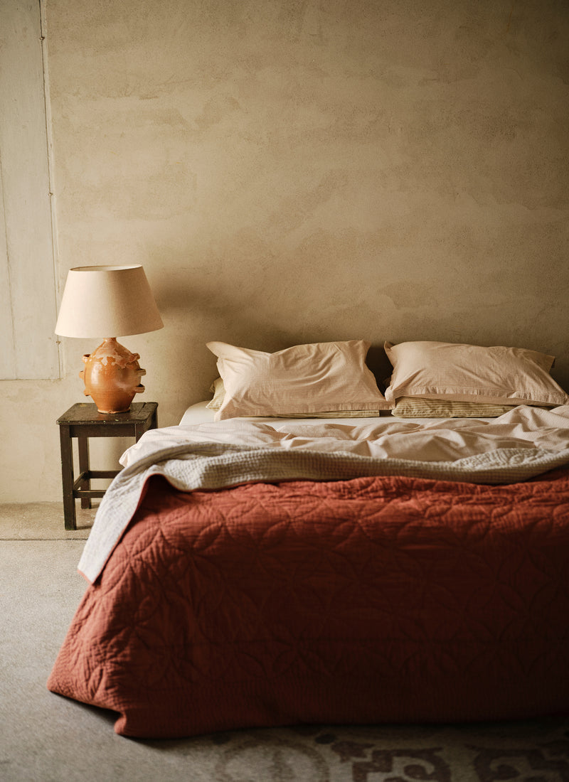 Soft Stripe Cotton Oxford Pillowcase Set | Clay/Ecru