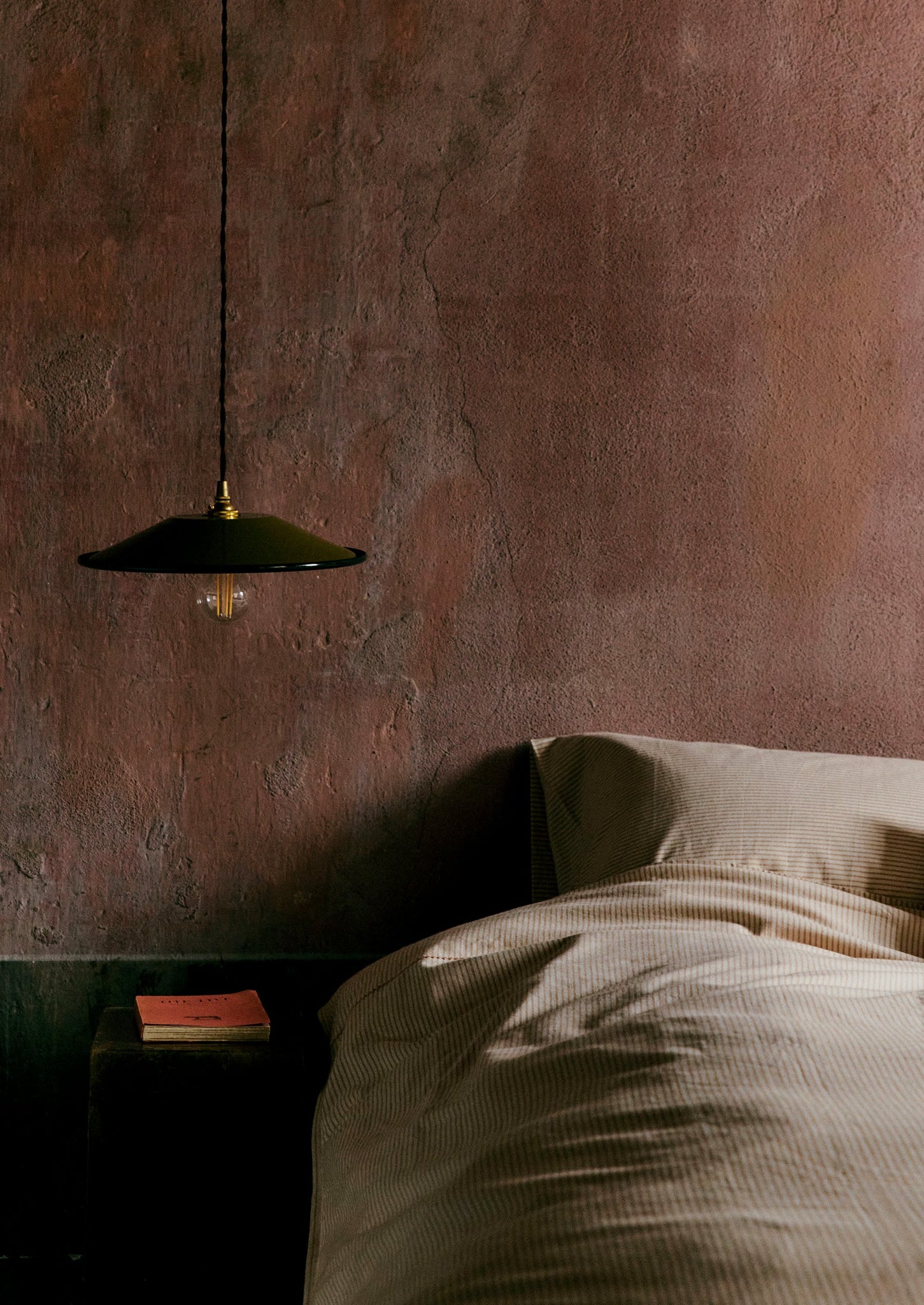 Soft Stripe Cotton Embroidered Duvet Cover | Clay/Ecru