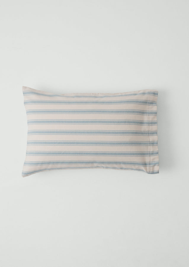 Fjord Flannel Stripe Cotton Pillowcase Set | Washed Blue/Ecru