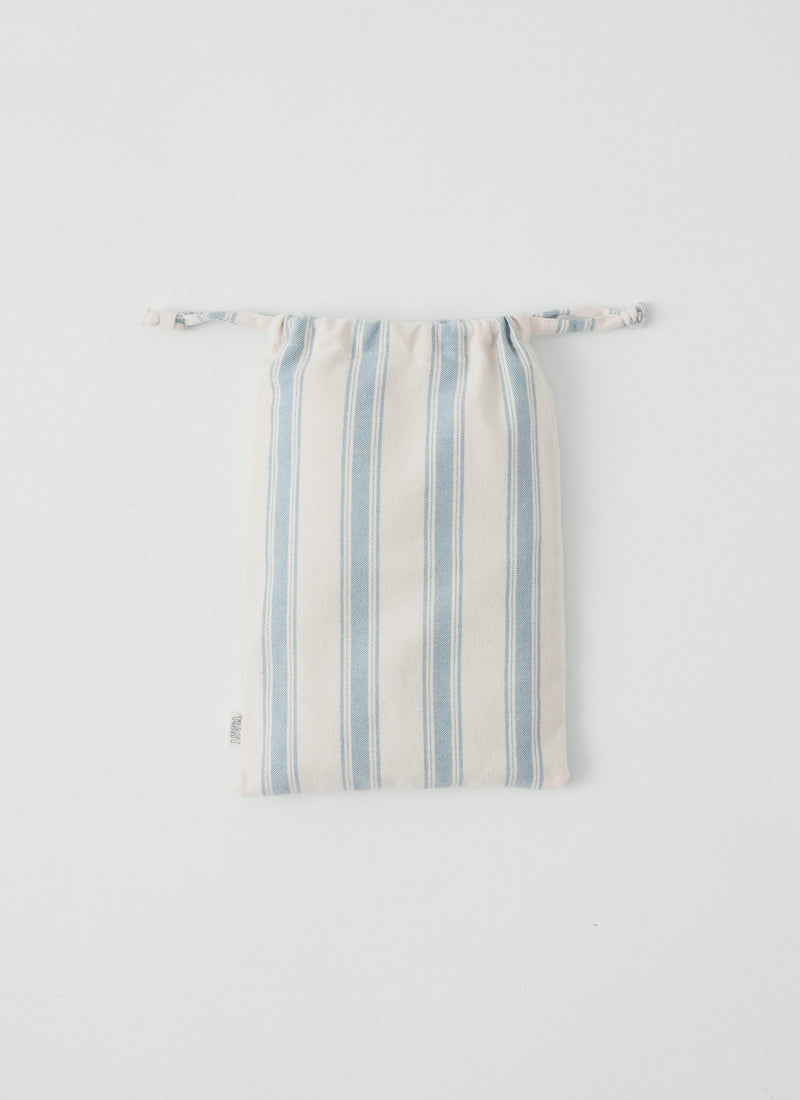 Fjord Stripe Cotton Flannel Duvet Cover | Washed Blue/Ecru