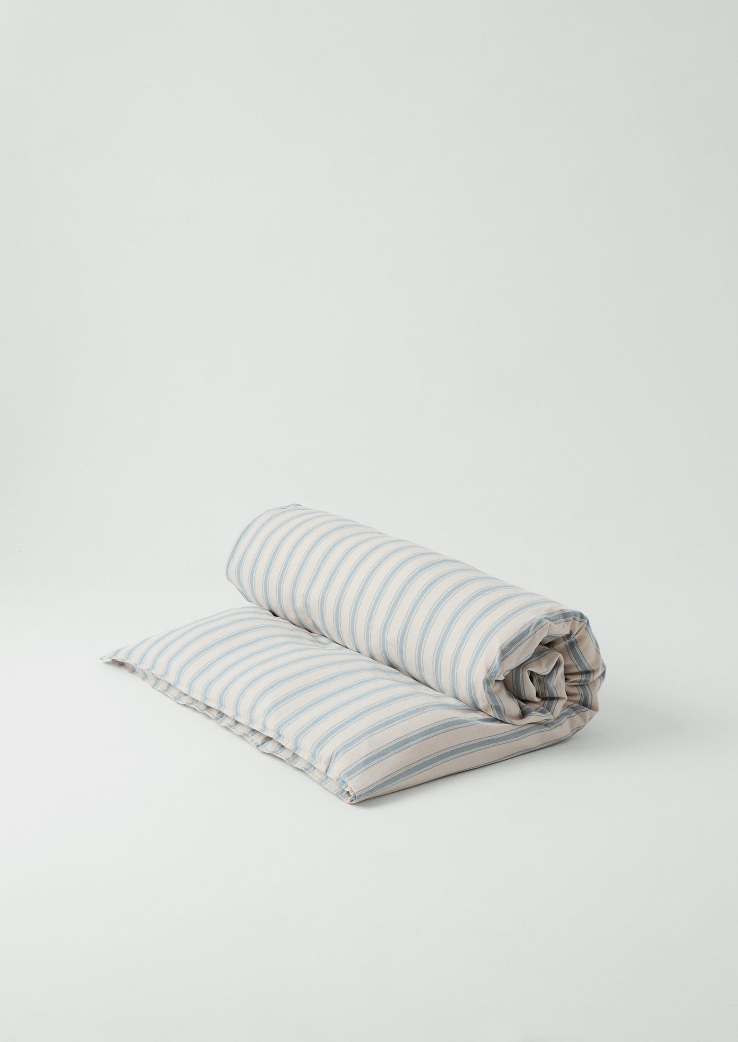 Fjord Flannel Stripe Cotton Duvet Cover | Washed Blue/Ecru