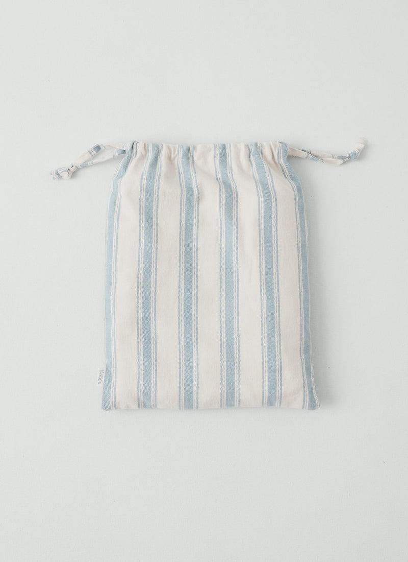 Fjord Stripe Cotton Flannel Fitted Sheet | Washed Blue/Ecru