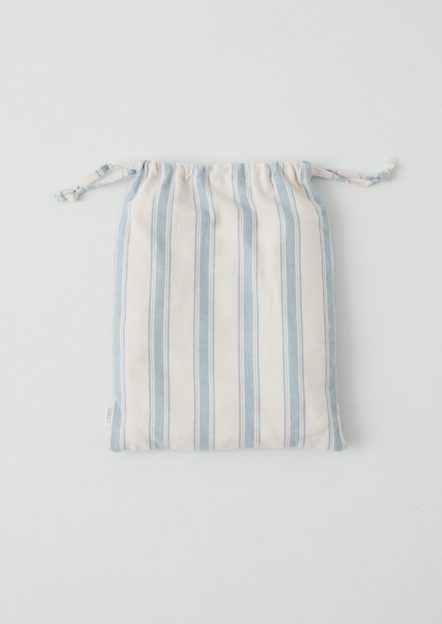 Fjord Flannel Stripe Cotton Fitted Sheet | Washed Blue/Ecru