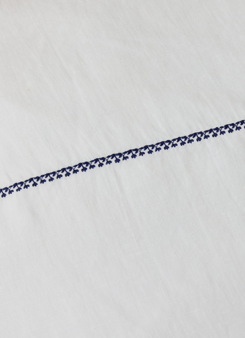 Bud Embroidered Duvet Cover | Ivory/Delft Blue