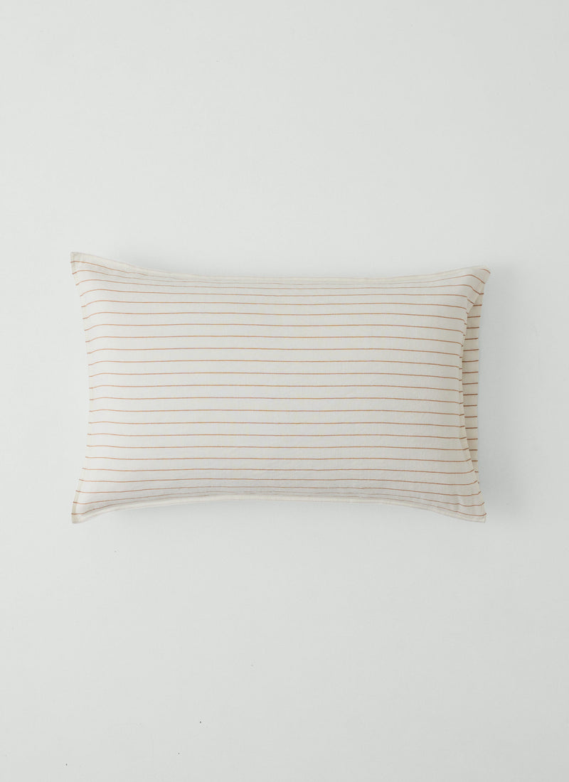 Mina Stripe Linen Cotton Pillowcase Set | Ivory/Caramel