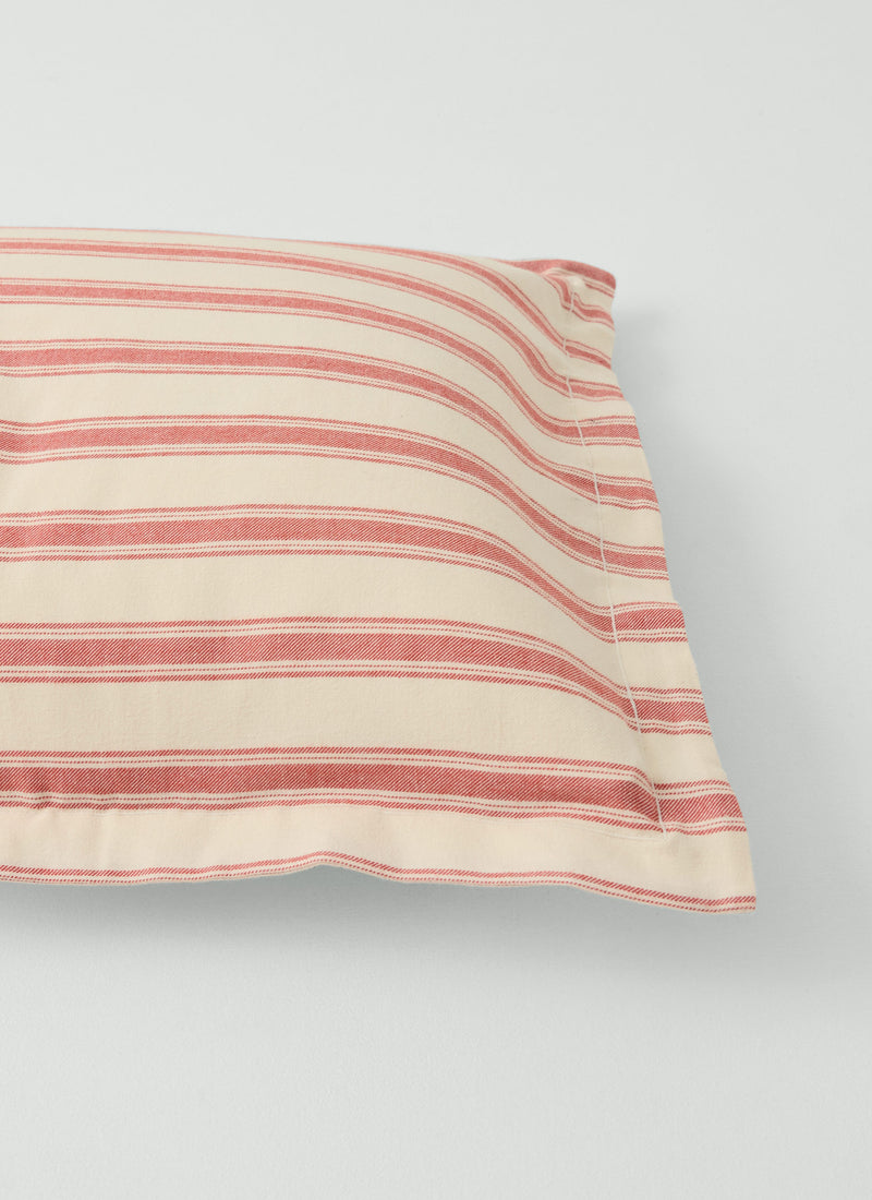 Fjord Flannel Stripe Oxford Pillowcase Set | Rosehip/Ecru