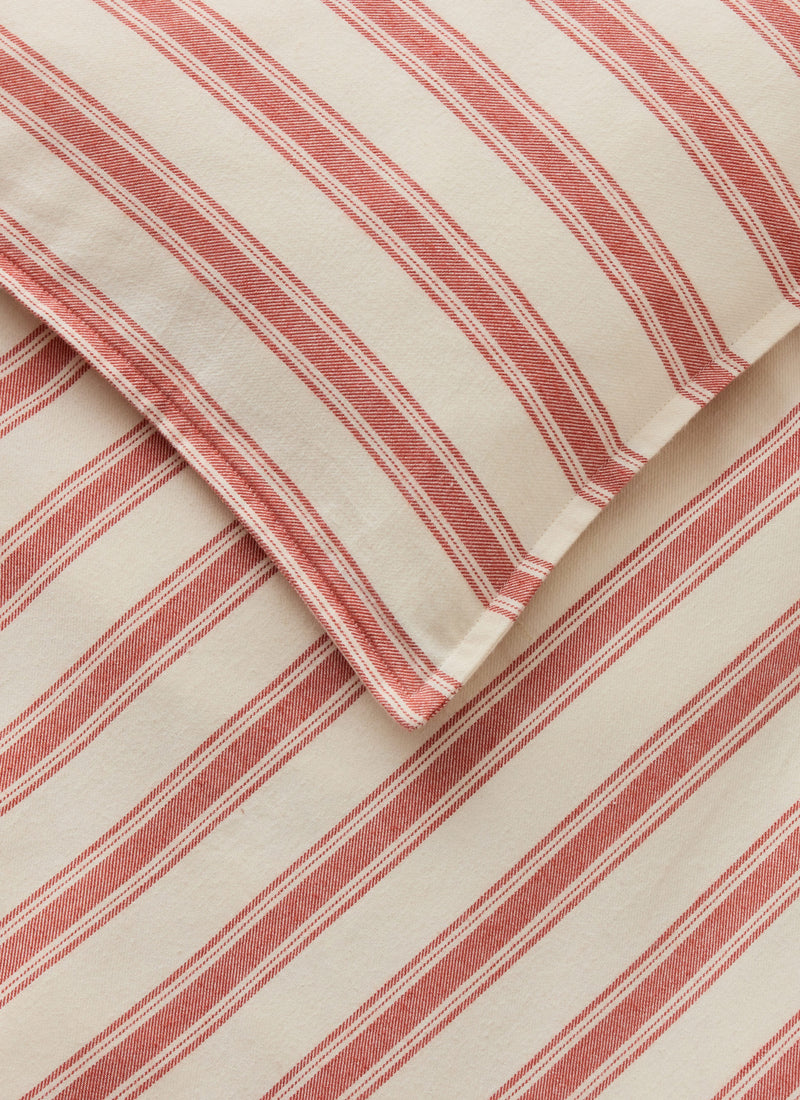 Fjord Flannel Stripe Duvet Cover | Rosehip/Ecru