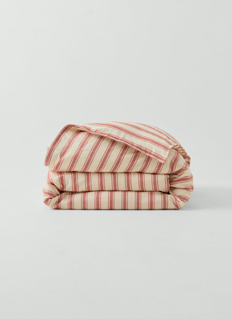 Fjord Flannel Stripe Duvet Cover | Rosehip/Ecru