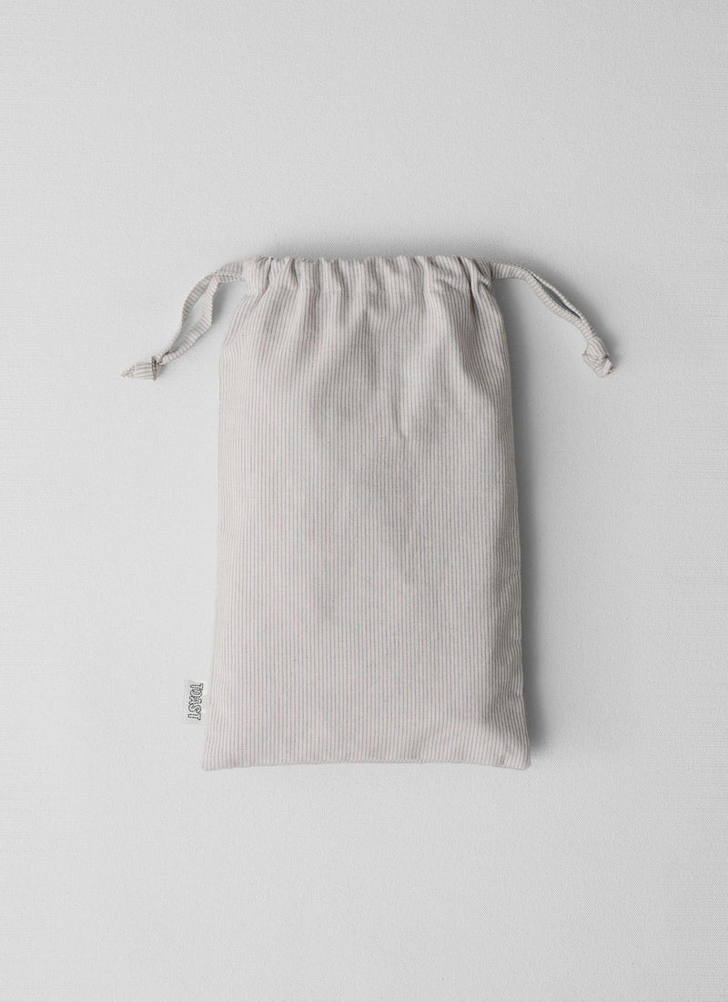 Fine Stripe Cotton Side Tie Pillowcase Set | Ecru/Smoke Blue
