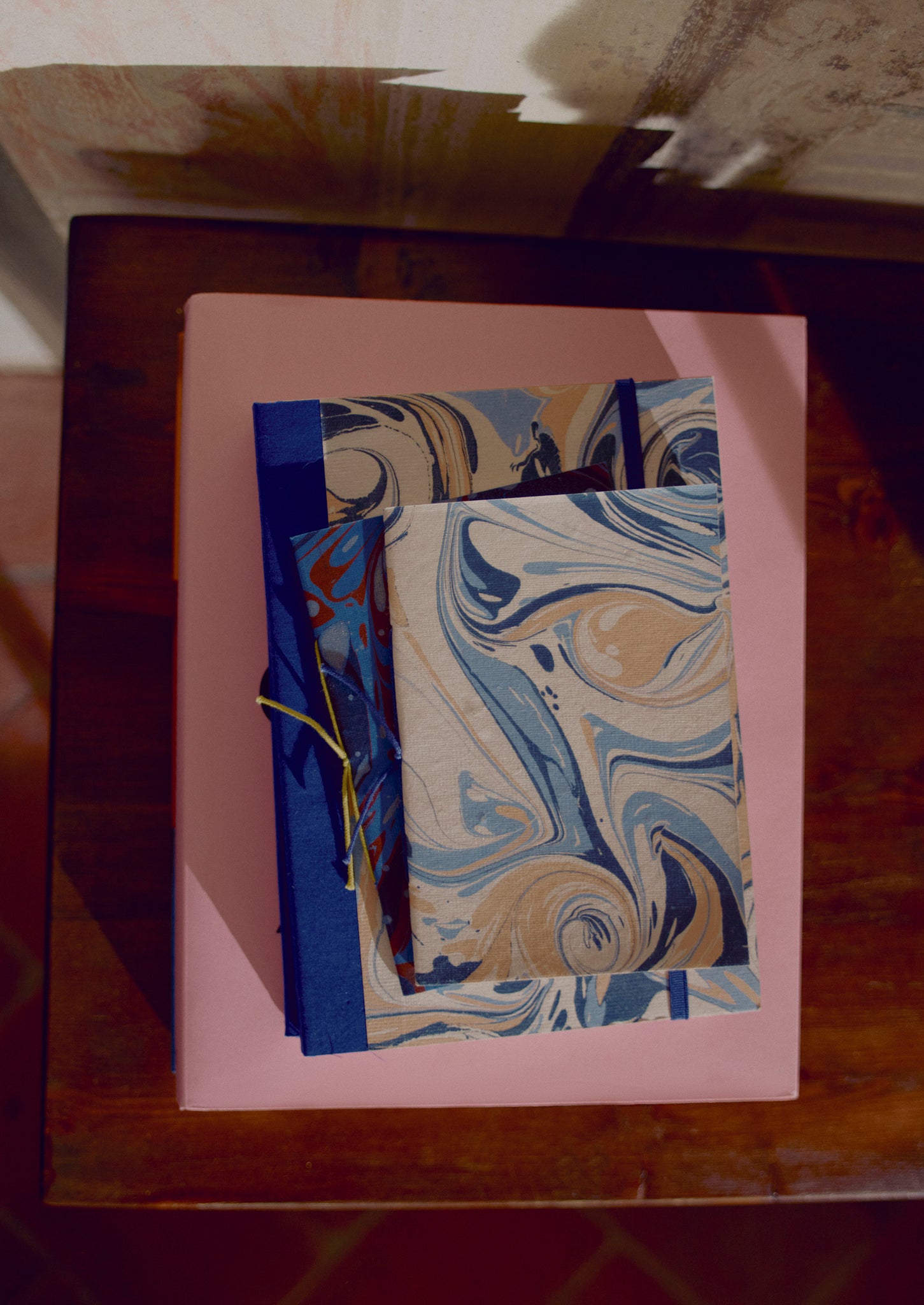 Hand Marbled Weekly Planner | Apricot/Soft Blue