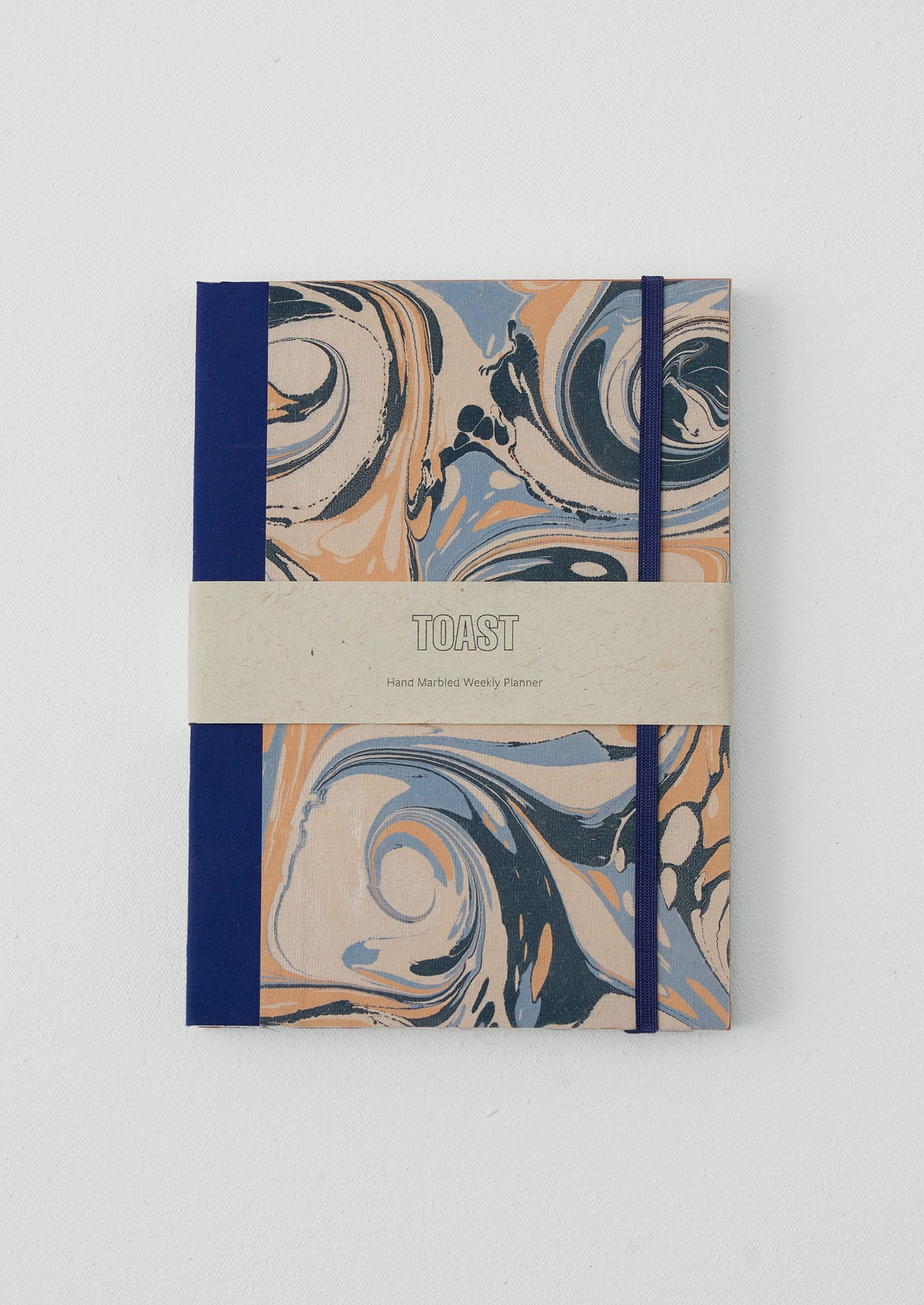 Hand Marbled Weekly Planner | Apricot/Soft Blue