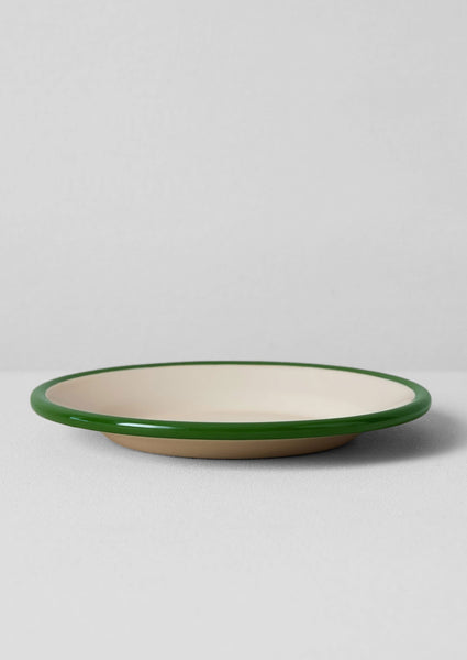 Enamel Plate Cream Leaf