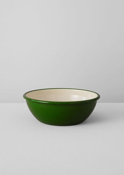 Enamel Salad Bowl Cream Leaf