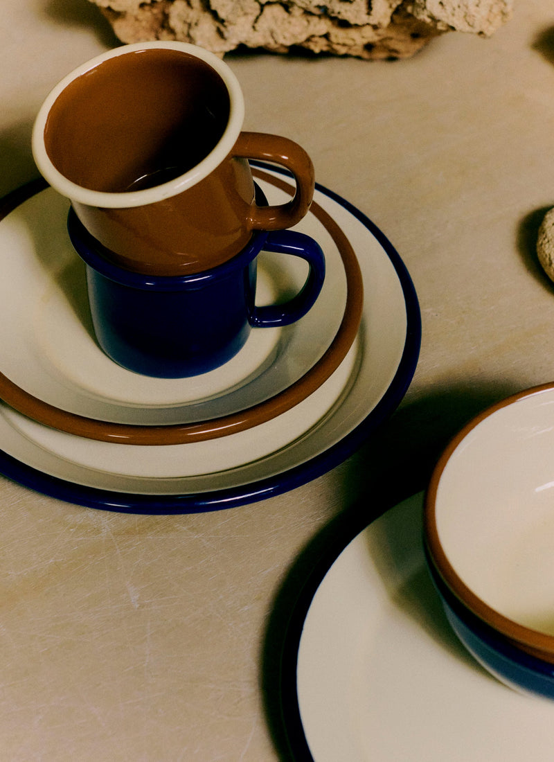 Contrast Rim Enamel Mug | Cumin/Cream
