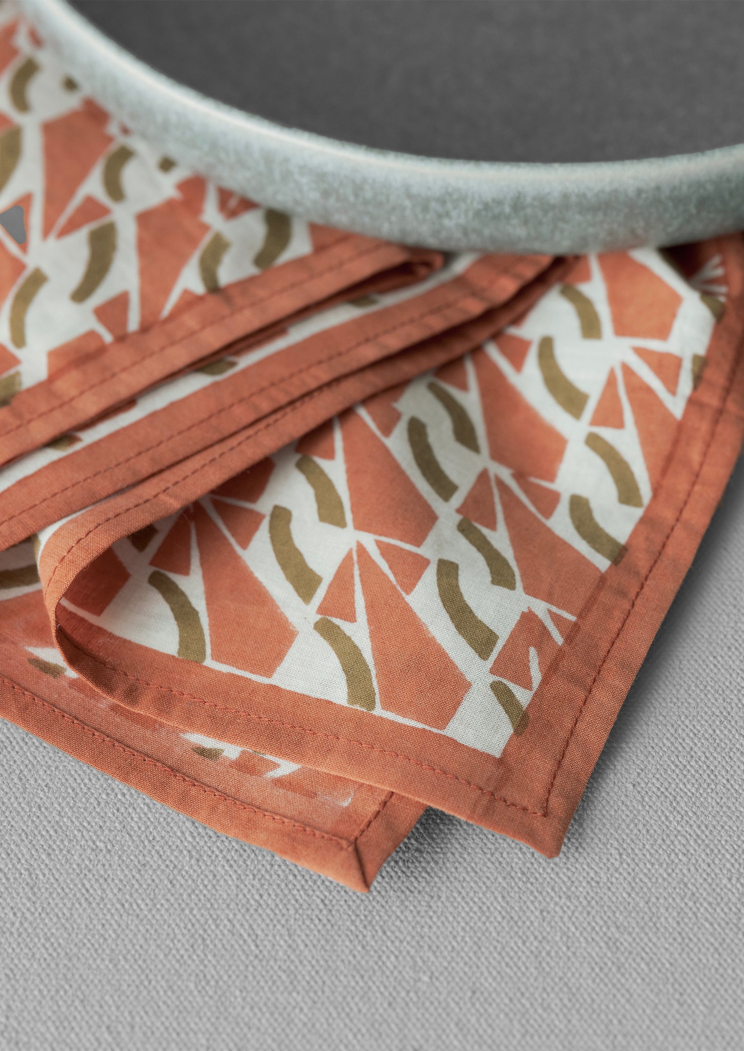 Arc Block Print Cotton Napkin | Russet Orange/Wax Green
