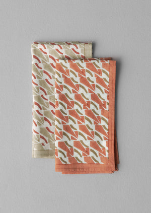 Arc Block Print Cotton Napkin | Wheatgrass/Nectar
