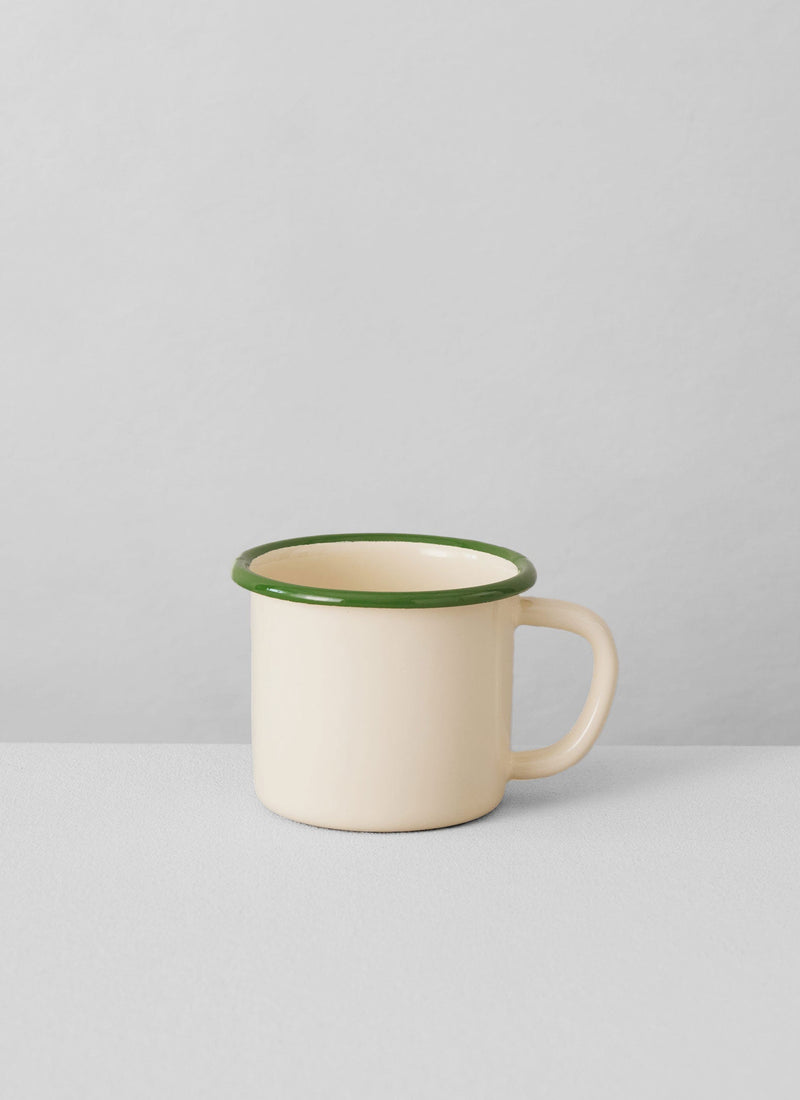 Contrast Rim Enamel Mug | Cream/Leaf
