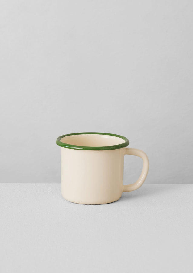 Contrast Rim Enamel Mug | Cream/Leaf