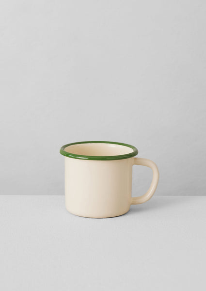 Contrast Rim Enamel Mug Cream Leaf