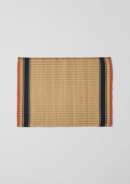 Border Stripe Madur Grass Placemat Natural Indigo
