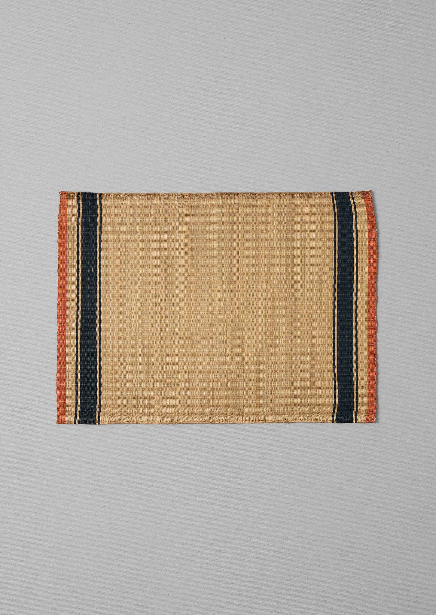 Border Stripe Madur Grass Placemat | Natural/Indigo