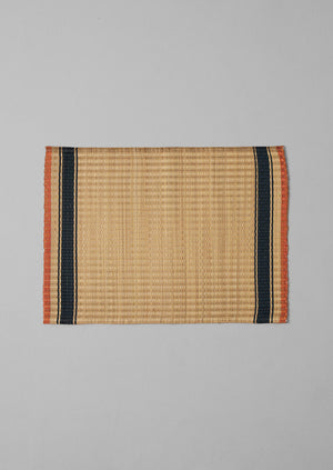Border Stripe Madur Grass Placemat | Natural/Indigo