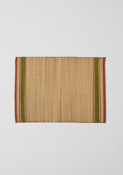 Border Stripe Madur Grass Placemat Natural Olive
