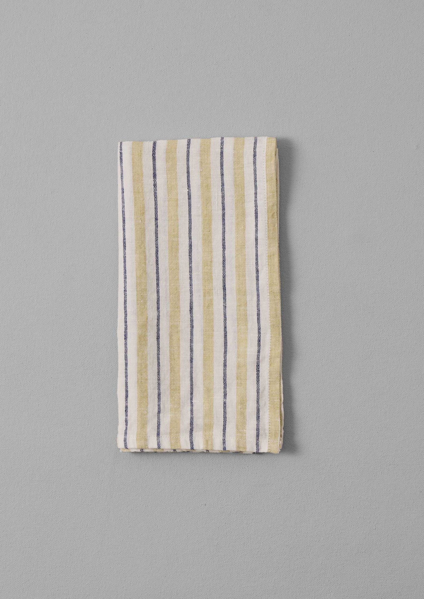 Faro Stripe Linen Napkin | Washed Lime/Midnight Blue