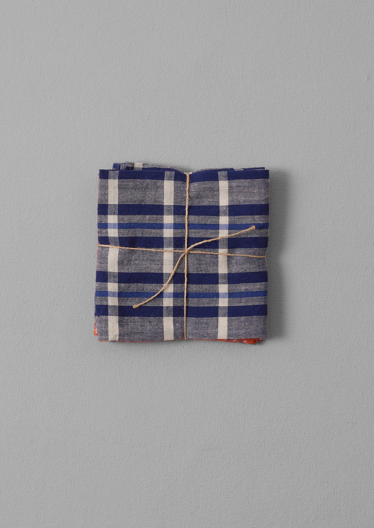 Hand Woven Check Napkin Set | Tangerine/Cobalt