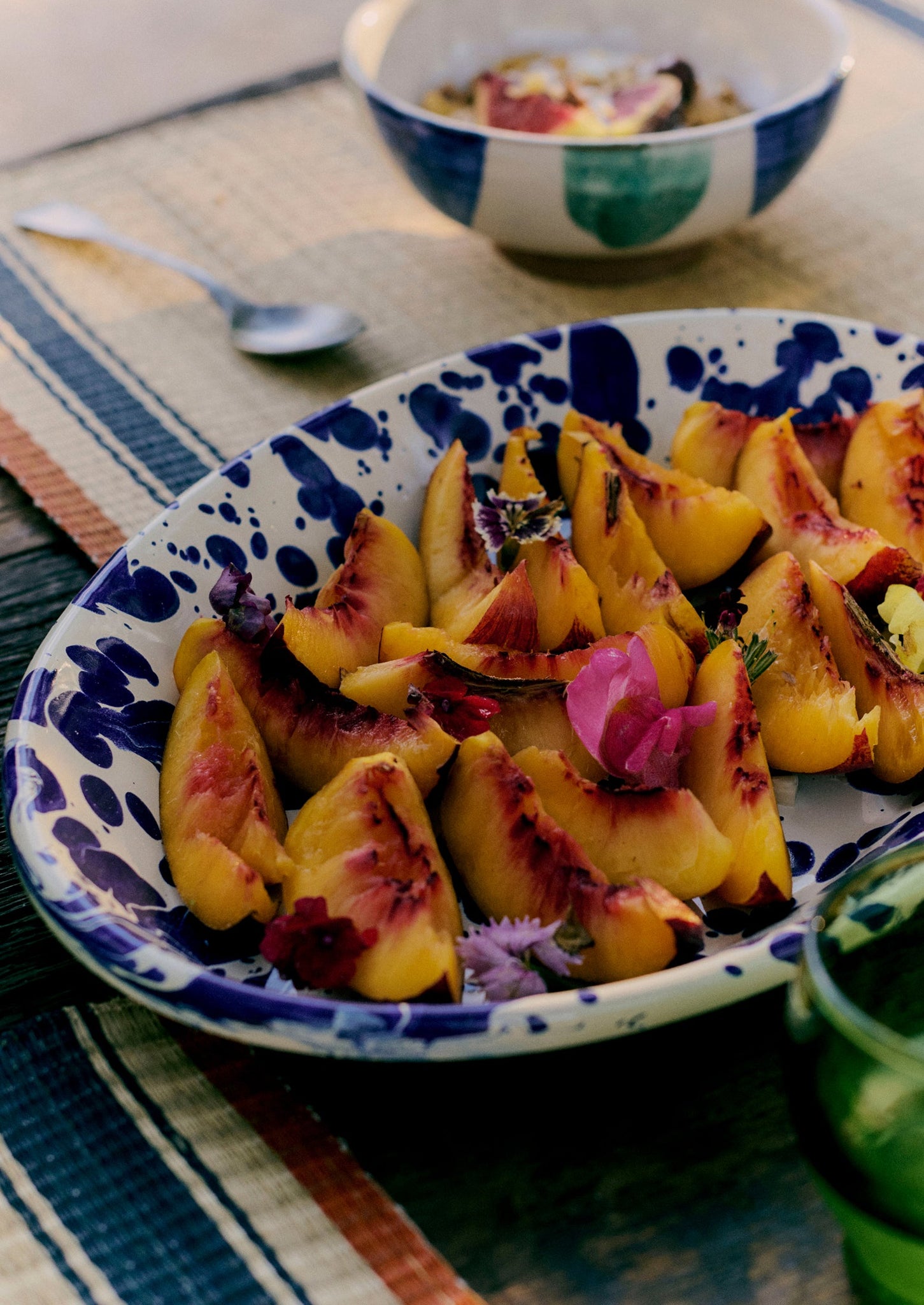 Splatter Enamel Platter | Cream/Blue