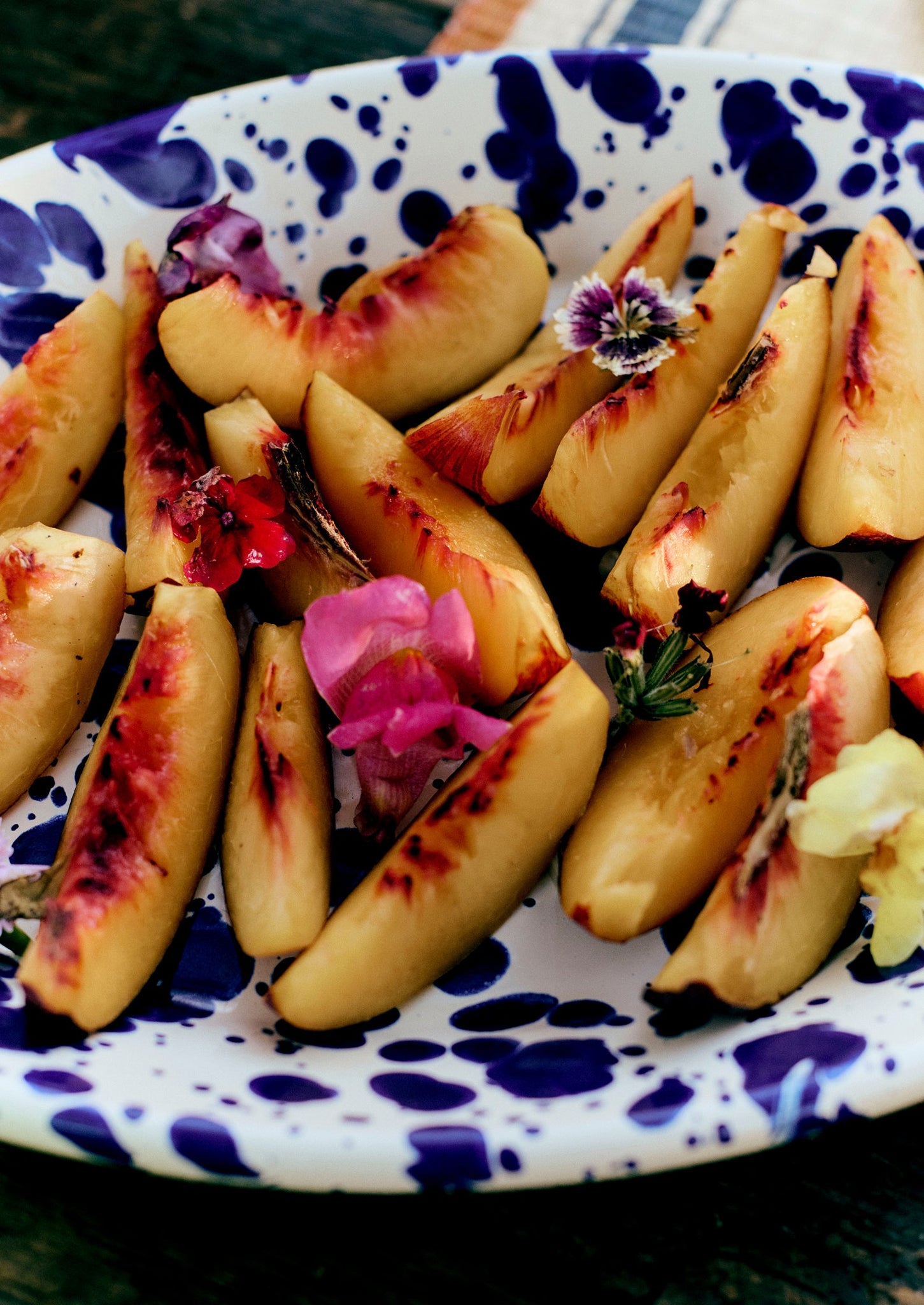 Splatter Enamel Platter | Cream/Blue