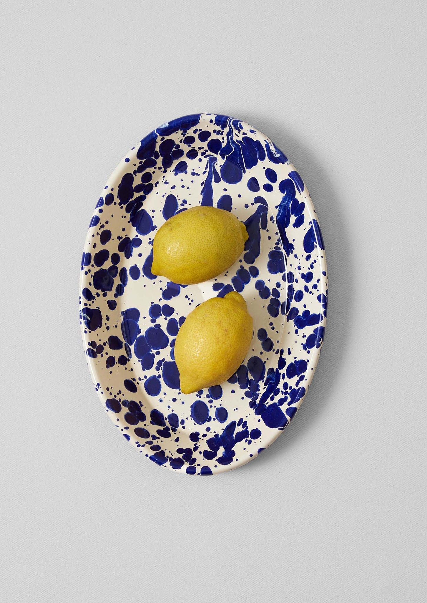 Splatter Enamel Platter | Cream/Blue