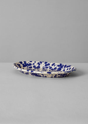 Splatter Enamel Platter | Cream/Blue