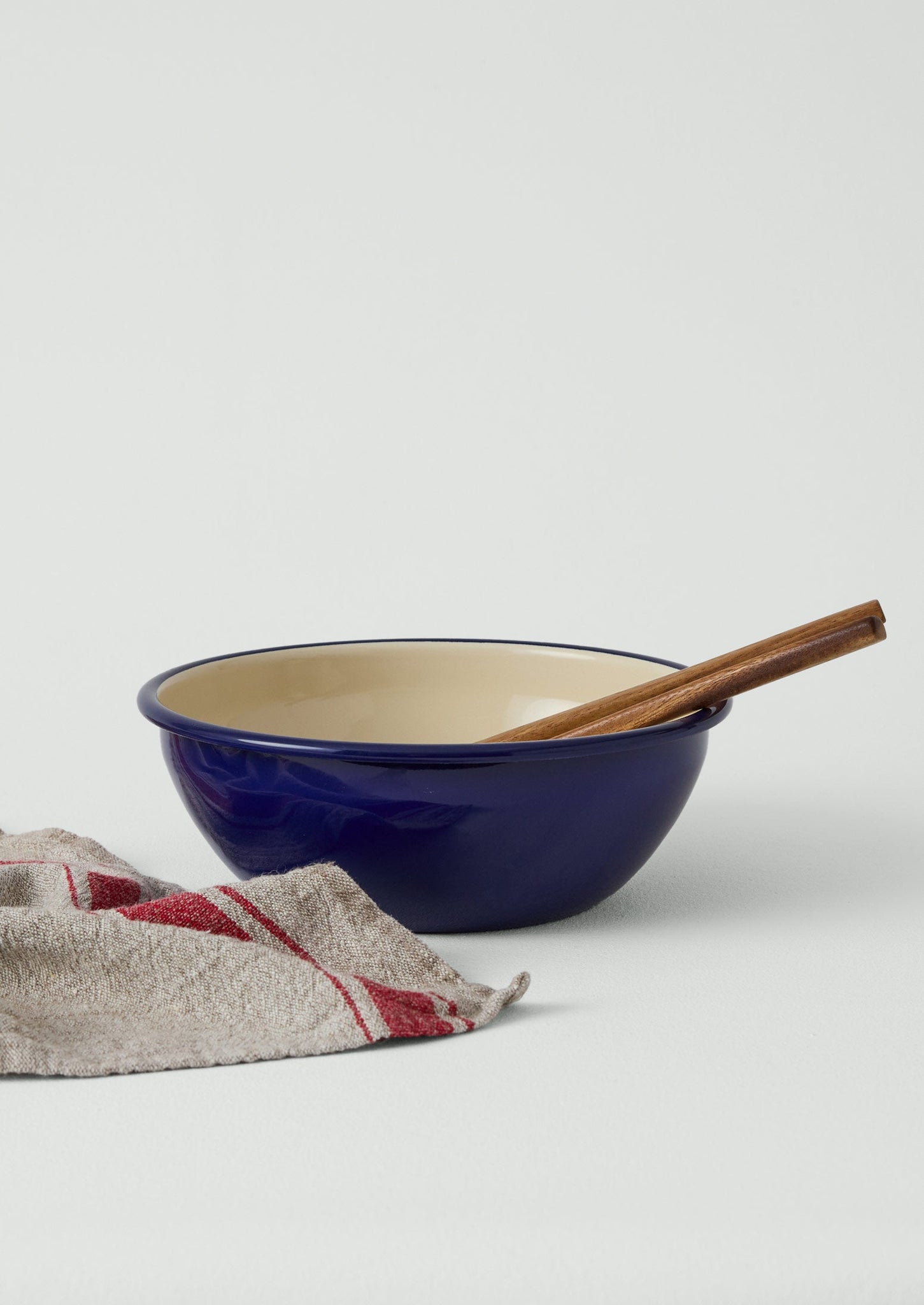 Enamel Salad Bowl | Cream/Blue
