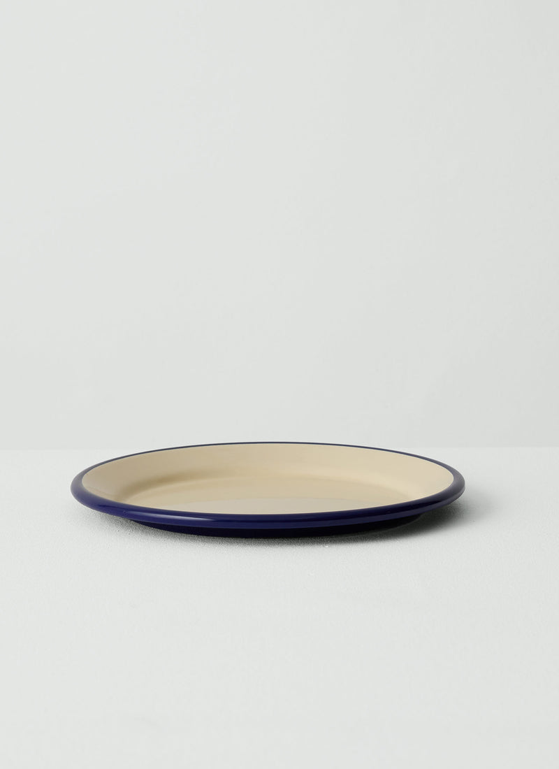 Enamel Dinner Plate | Cream/Blue