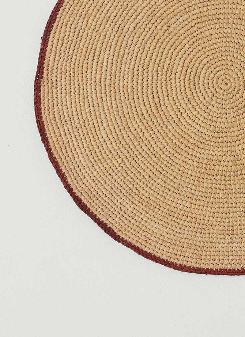 Contrast Edge Raffia Placemat | Natural/Rooibos