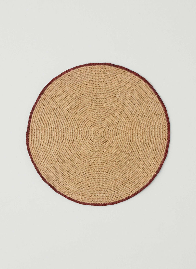 Contrast Edge Raffia Placemat | Natural/Rooibos