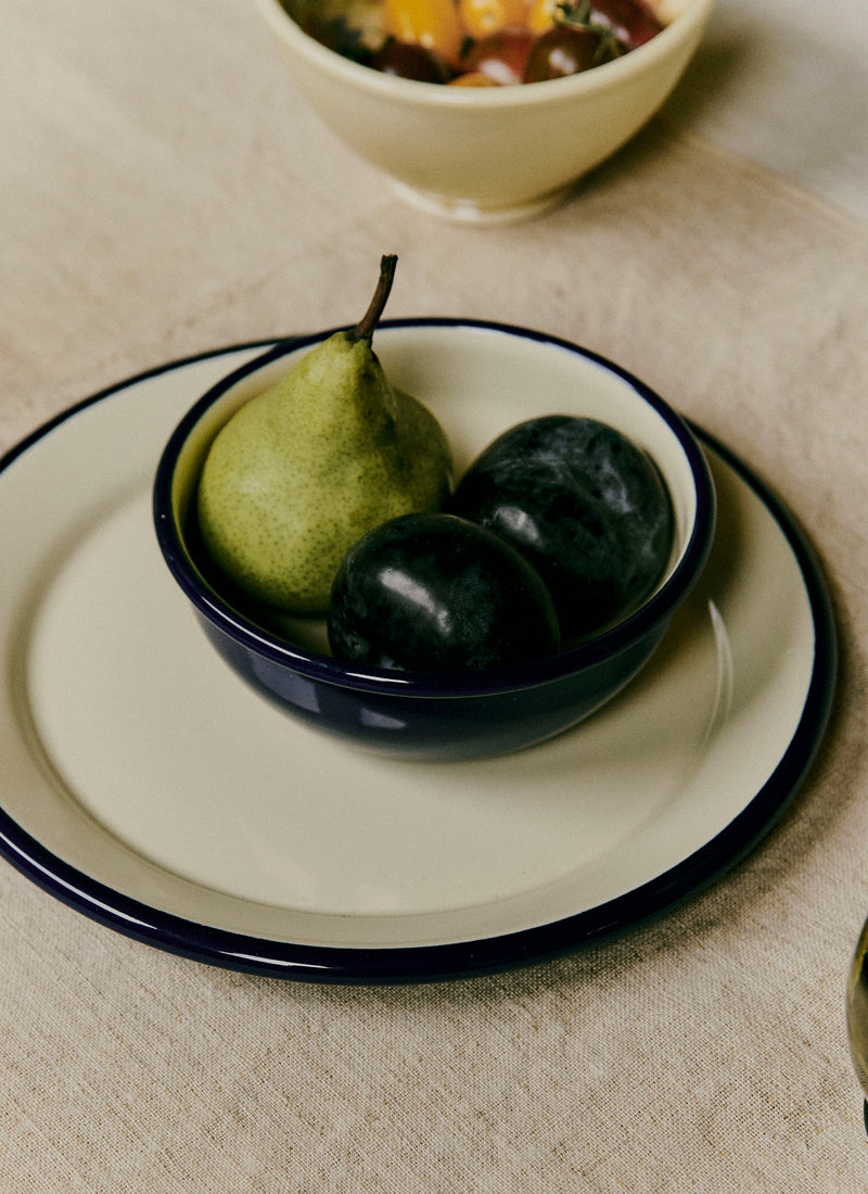 Enamel Picnic Bowl | Cream/Blue