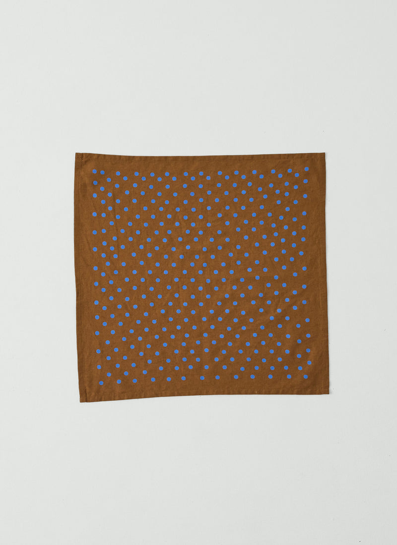 Dotty Print Cotton Linen Napkin | Ochre/Sea Blue