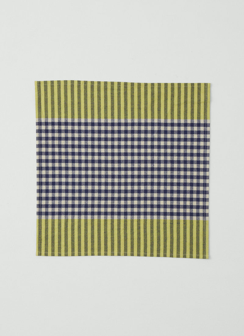 Hand Woven Siesta Check Napkin | Cobalt/Citrus