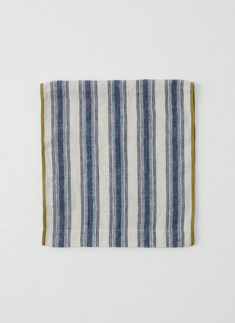 Chef Stripe Linen Table Runner | Ecru/Multi Blue