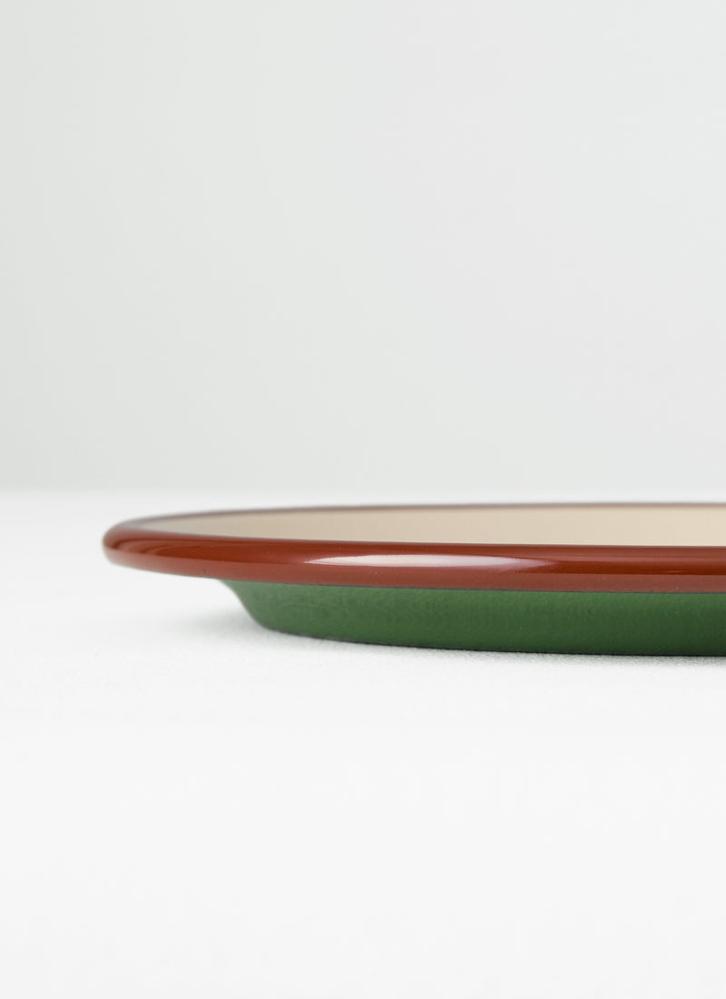 Contrast Rim Enamel Dinner Plate | Mint/Chestnut