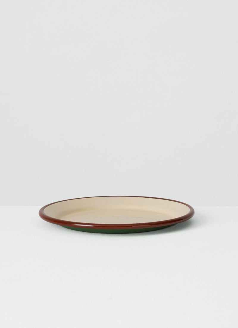 Contrast Rim Enamel Dinner Plate | Mint/Chestnut