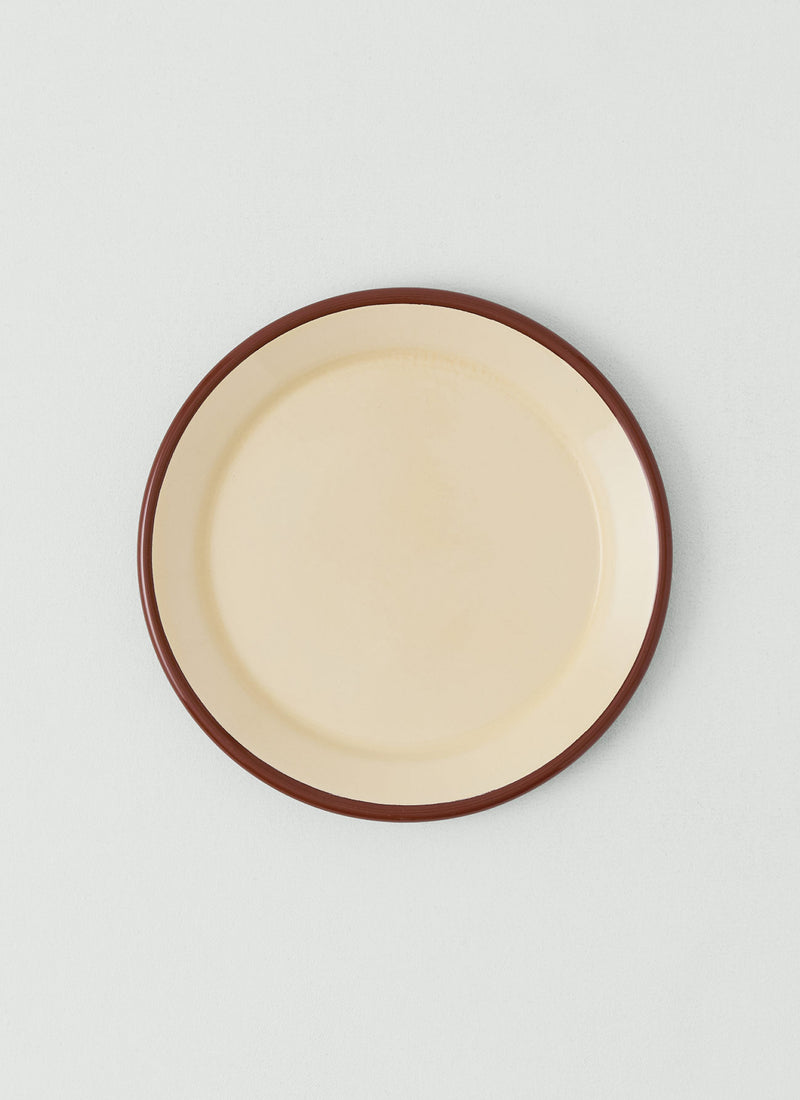 Contrast Rim Enamel Dinner Plate | Mint/Chestnut