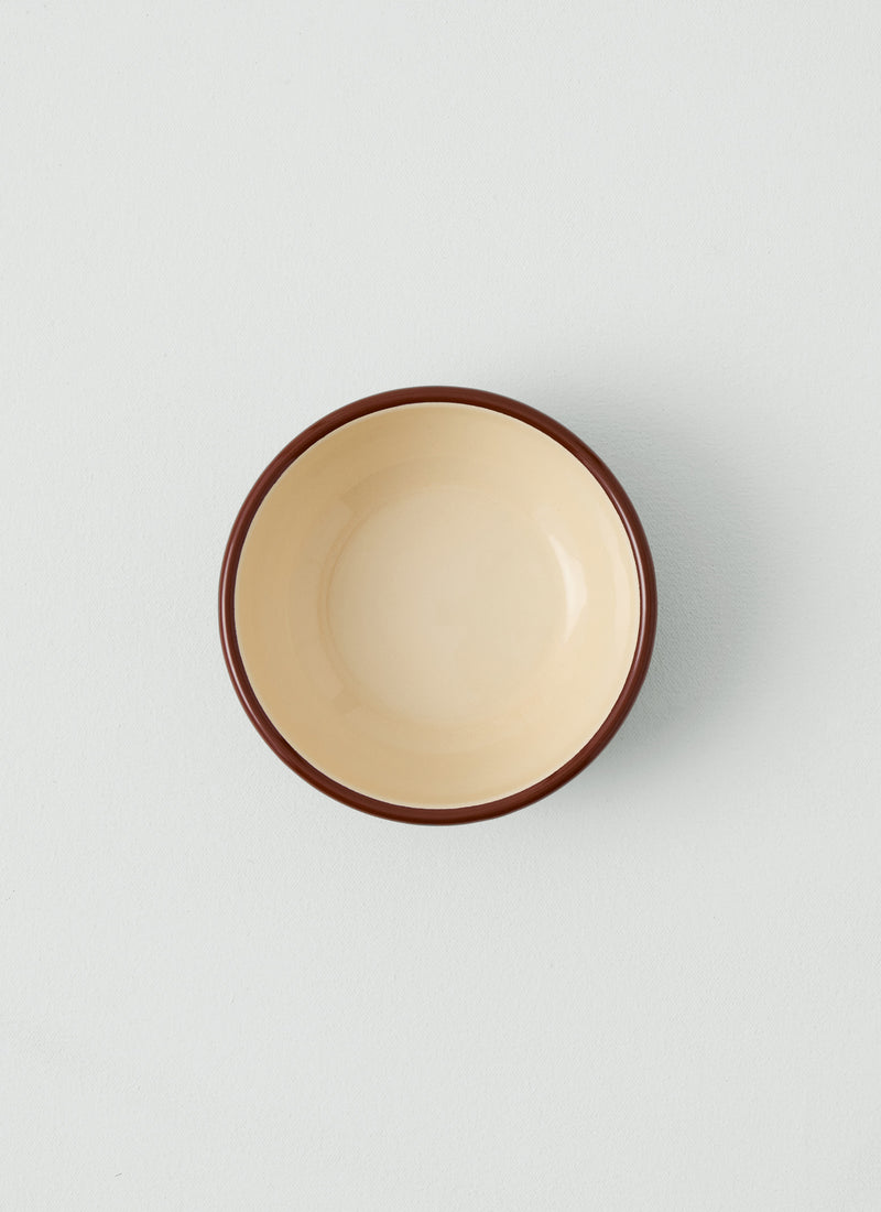 Contrast Rim Enamel Picnic Bowl | Ochre/Chestnut