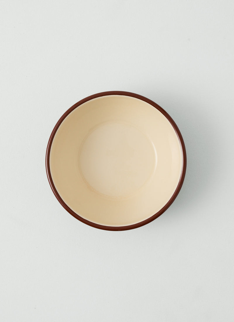 Contrast Rim Enamel Salad Bowl | Ochre/Chestnut