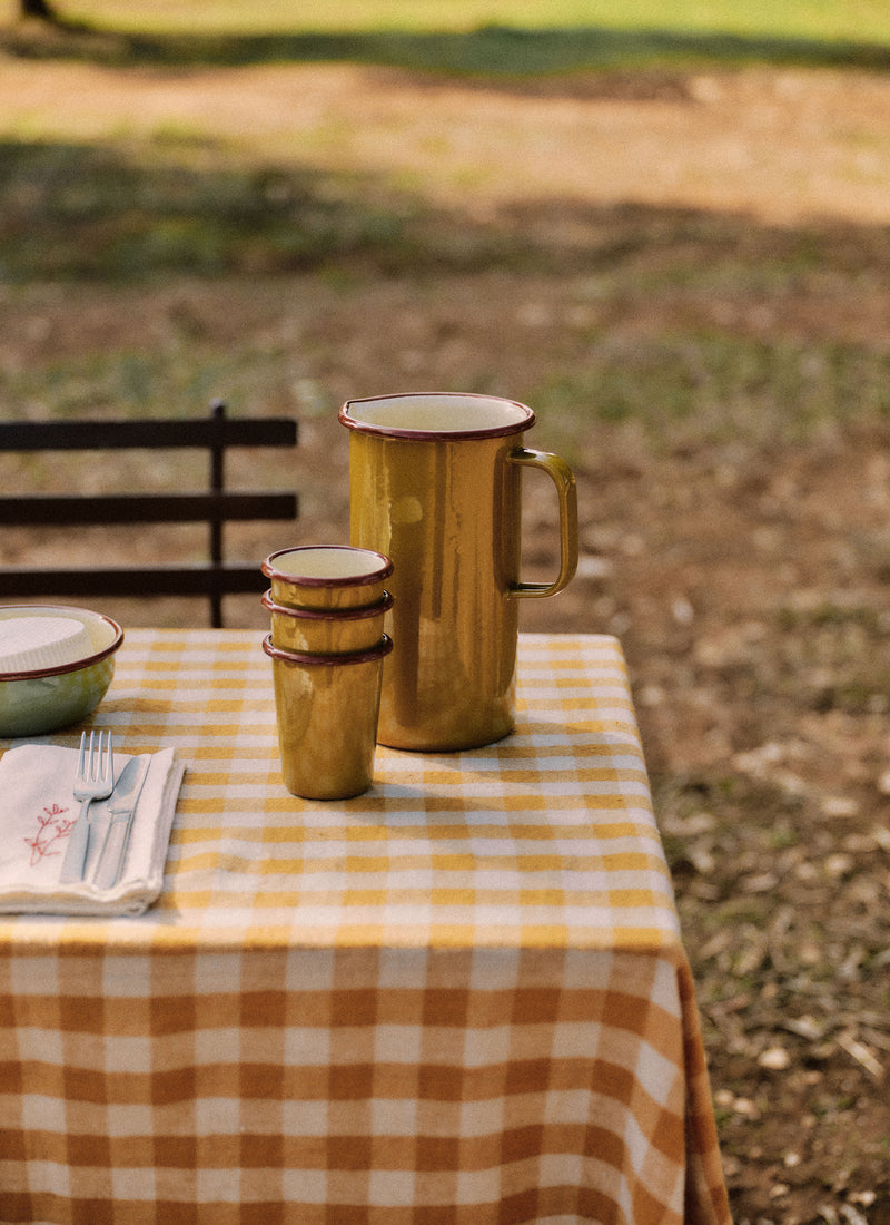 Contrast Rim Enamel Jug | Ochre/Chestnut