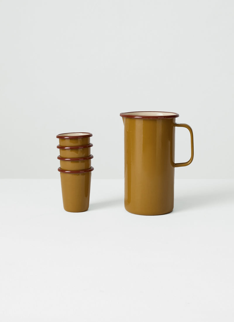 Contrast Rim Enamel Jug | Ochre/Chestnut