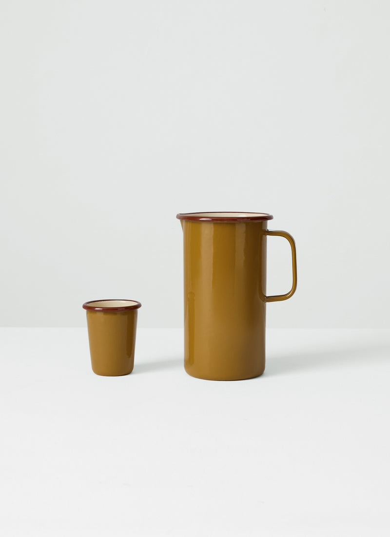 Contrast Rim Enamel Jug | Ochre/Chestnut