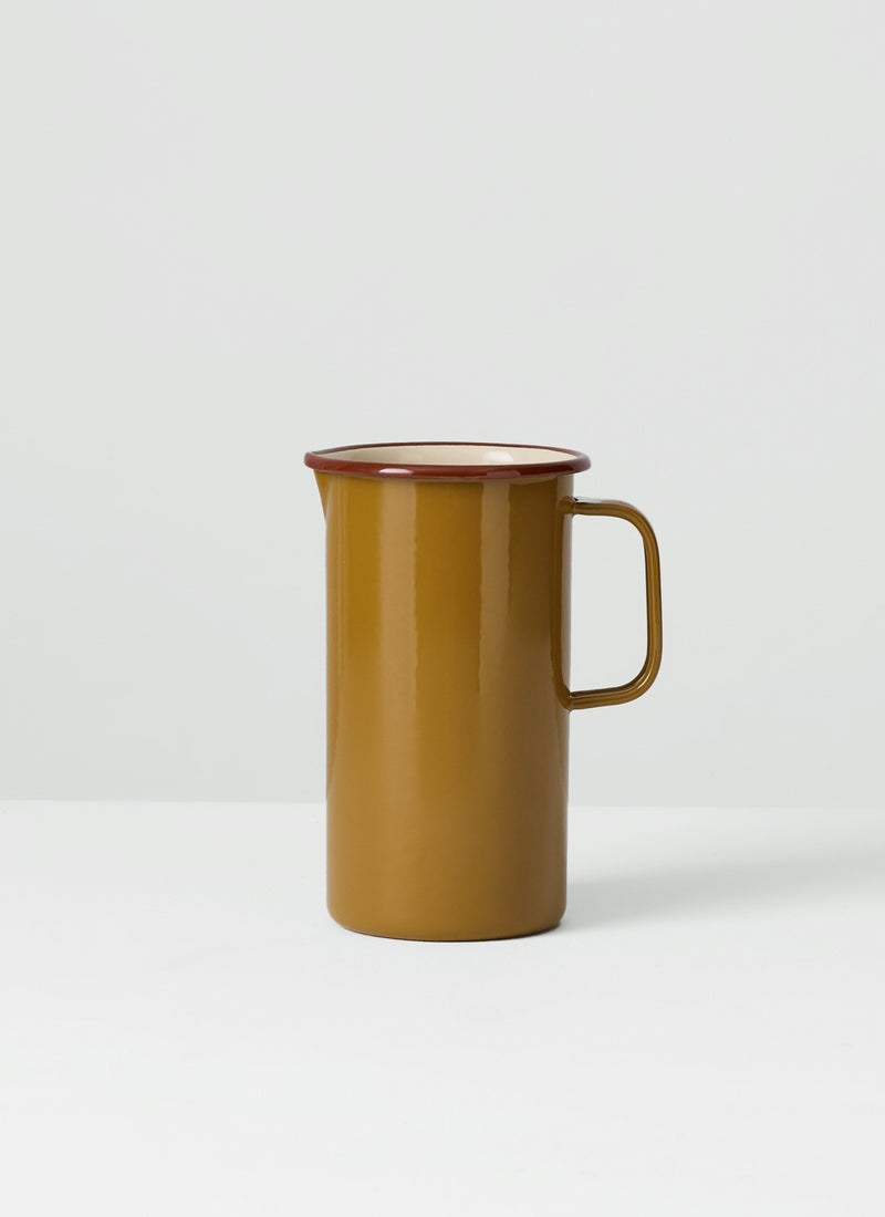 Contrast Rim Enamel Jug | Ochre/Chestnut
